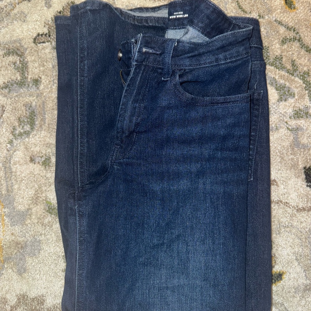 Old Navy Wow High Rise Wide Leg Jeans Dark Wash 4 Short - Picture 3 of 3